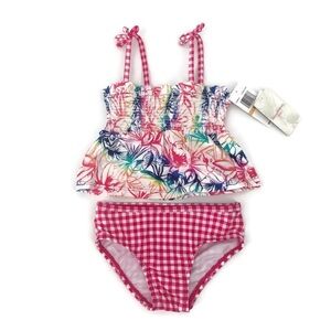 NWT Tommy‎ Bahama Infant Swim Floral/Check Tankini Set Colorful Sun Prot UPF 50